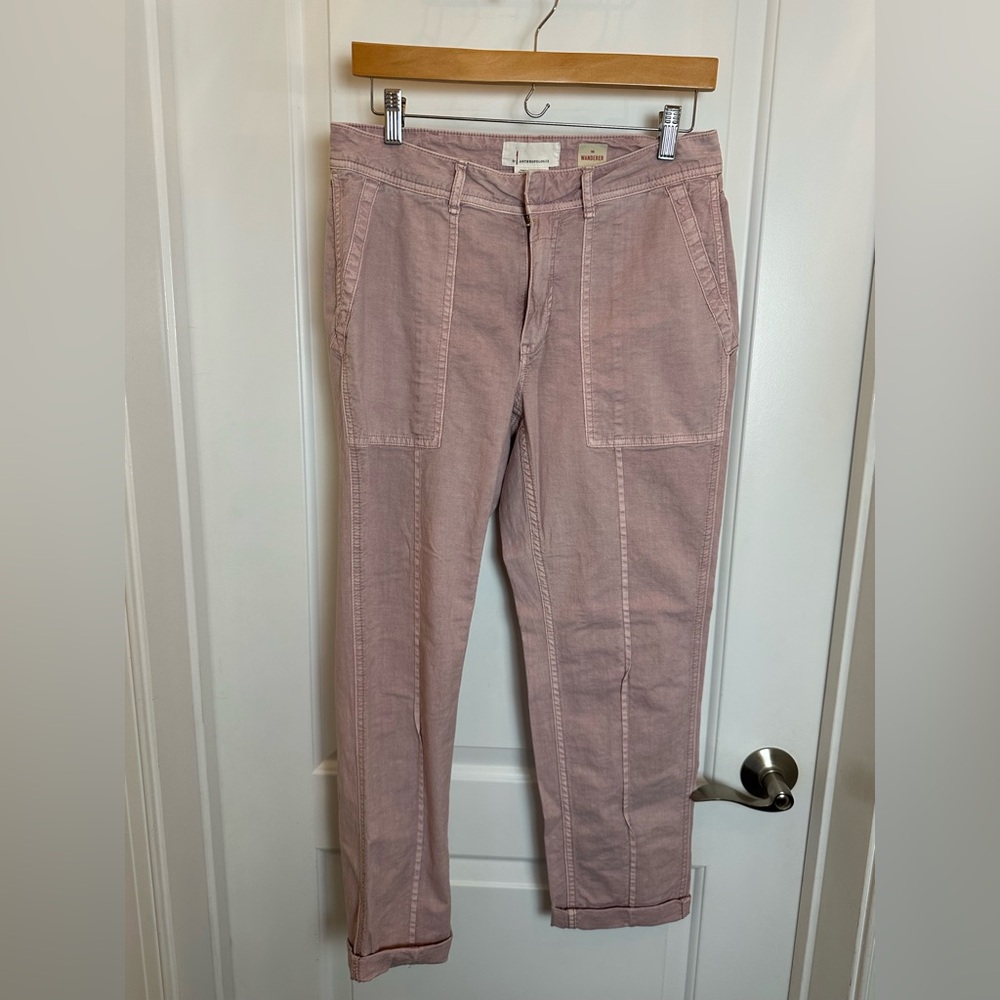 Pilcro Anthropologie Pink The Wanderer Utility Cargo Pants Sz 28 Large Pocket LN